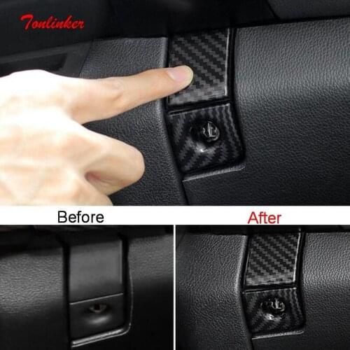 Tonlinker Interior Dashboard Gloves Box Handle Cover Stickers for Lexus UX 2019 Car Styling 2 PCS Stainless steel Cover stickers