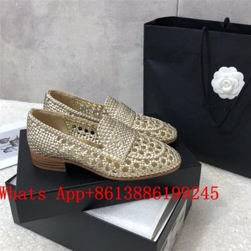 Luxury Brand Braided Women Loafers Dress Low Heels Weave Plait Ladies Sapato Feminino Knit Summer Shoes Round Toe Zapatos Mujer