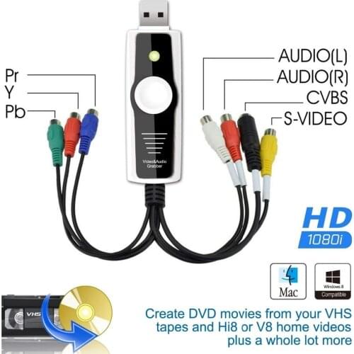 High Definition/Ypbpr(576i 480p) VHS and Camcorder USB Video Capture Kit for Mac OSX and Windows Copy