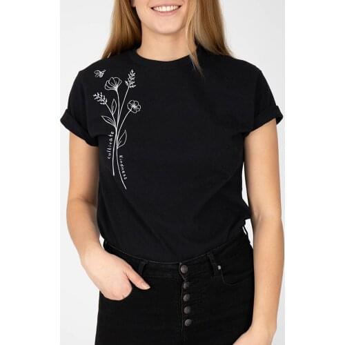 CULTIVATE KINDNESS Flower cute T-Shirt funny 100% Cotton grunge tumblr Fashion graphic women quote hipster unisex tshirt top tee