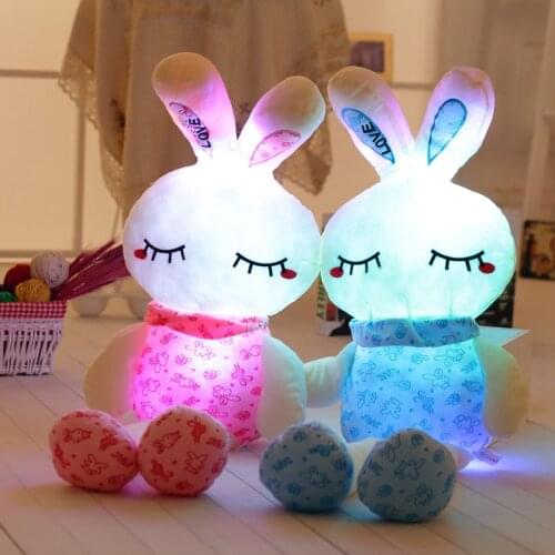 1pc 75/100cm Creative Light Up LED Rabbit Stuffed Animals Plush Toy Colorful Glowing Bunny Christmas Gift for Kids