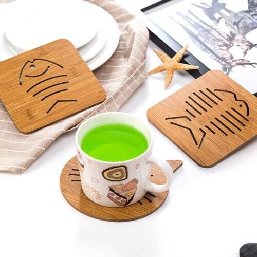 1pc Creative Cute Animal Wooden Mug Coasters Desktop Mat Cup Mats Wood Carved Cup Pads Shop Bar Tea Coffee Cup holder U3