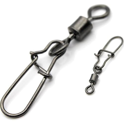100PCS Pike Fishing Accessories Connector Pin Bearing Rolling Swivel Steel Snap Fishhook Lure Swivels Tackle for Hooks Fishing