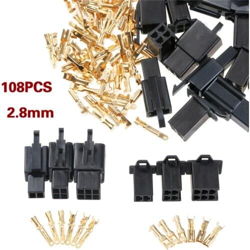 108PCS 2.8mm 2/3/4/6/9 pin Automotive Electrical wire Connector Male Female Cable Terminal Plug Kit For Motorcycle ebike car