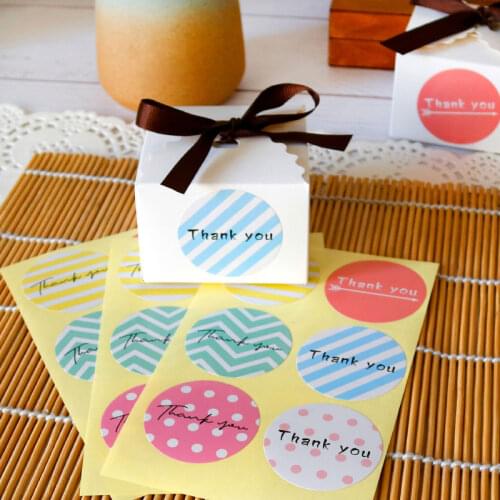 120pcs 4cm Muticolor Round Stickers Dot Striped Pattern Adhesive Sticker Thank You Gift Sealing Labels Wedding Christmas Decor