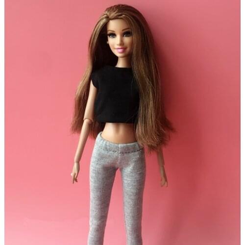 2Pcs/set Black top + grey leggings Doll Clothes for Pullip 1/6 Fashion Blyth Doll Clothing Accessories Doll Clothes for Barbie