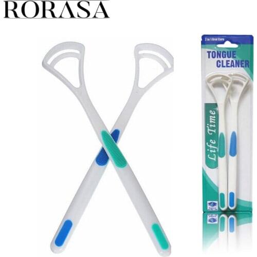 2Pcs Tongue Brush Tongue Cleaner Scraper Cleaning Tongue Scraper For Oral Care Keep Fresh Breath Dental Care Tongue Clean Tool