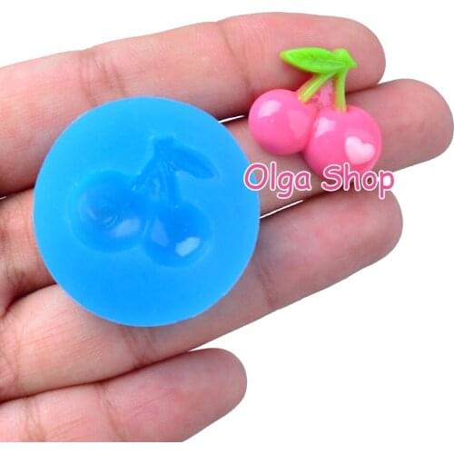 SYL139 20.5mm x 18.2mm cherry Fondant Cake Decoration Candy Resin Clay DIY Earrings Necklace Pendant Miniaturesweets FOOD SAFE