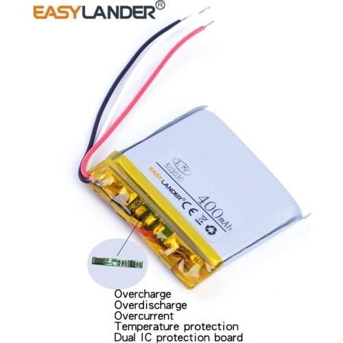 3-wire 503030 3.7V 400mAh Rechargeable Li-Polymer Li-ion Battery For mp3 mp4 mp5 toys DVR GPS smart watch Sports bracelet 502929