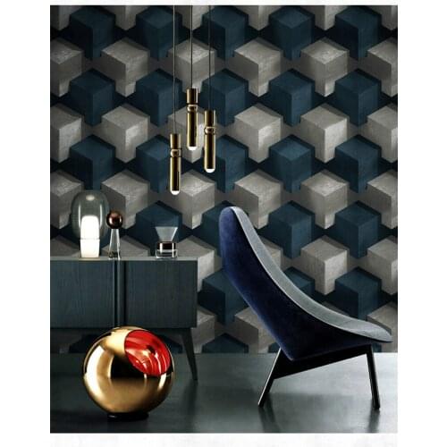 3D Geometrical Pattern Grid Wallpaper Waterproof Wall Background for Living Room PVC Wall Paper Roll Stereoscopic Looking 10M