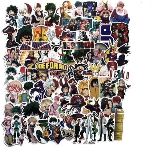 73pcs/set Anime My Hero Academia Stickers Cosplay Accessories Prop PVC Waterproof Cartoon Decal Cute Sticker