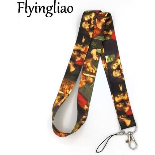 Da Vinci Oil Painting The Last Supper Funny art Lanyard Neck Key Strap for Phone Keys ID Card Cartoon webbing ribbon Vintage 90s