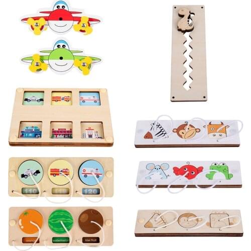 Wooden Busy Board Motor Skill Early Educational Learning Travel Airplane Road Trip Sensory Board Toys for Toddlers 2 3 4 Ages