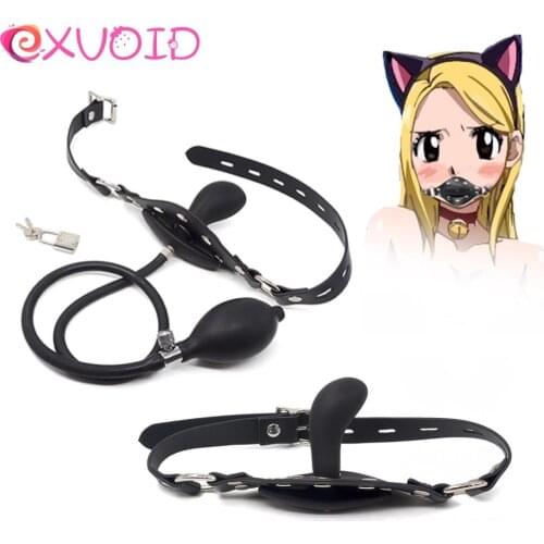 EXVOID Inflatable Penis Gag BDSM Bondage Oral Dildo Plug Fetish Open Mouth Gag Adult Sex Toys For Couples Slave Restraints