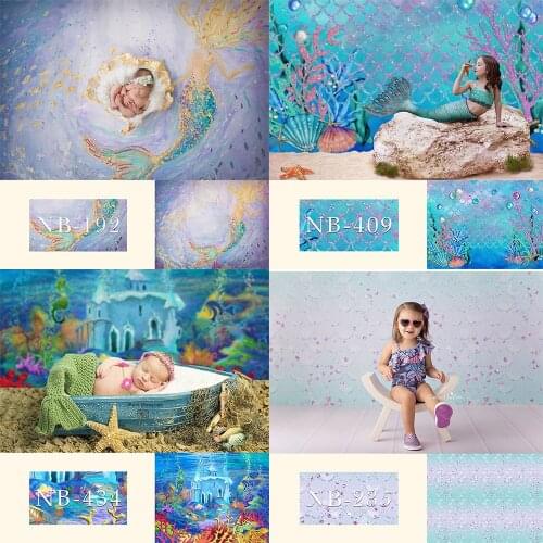 Photography backdrop mermaid under the sea photo shoot birthday theme party background for photo summer beach sea kids portrait