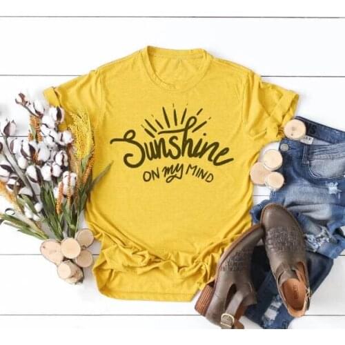 Sunshine on my mind t shirt unisex women fashion funny grunge tumblr religion faith graphic Christian pure cotton tees art tops