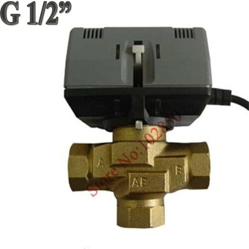 G1/2" Three-way Brass Electric Valve,220VAC (24V/110V are available),CE 3-way motorized valve