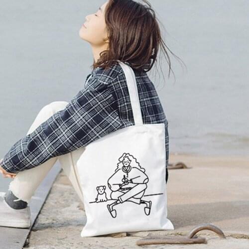 Canvas Tote Shopping Bags Women Handbags 2020 New Arrival Female Cartoon Printing Messenger Cloth Bags Classic Shoulder Bags