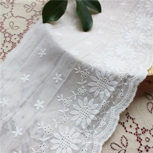 Exquisite Natural Cotton100% Cloth Embroidered Lace Trim DIY Accessories Handmade Lace Fabric Width 23cm 5Yds/lot