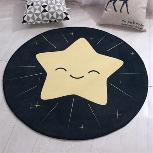 Creative Cartoon Cute Animal Pony Hedgehog Star Pattern Round Floor Mat Small Rug Bedroom Living Room Home Decoration