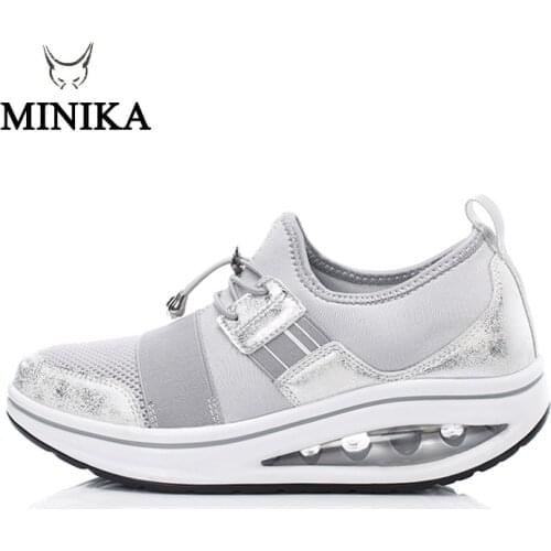 Minika Fitness Sneakers Women Slip On Jogging Casual Shoe Light Cushion Walking Sport Shoes Fashion zapatillas de deporte mujer