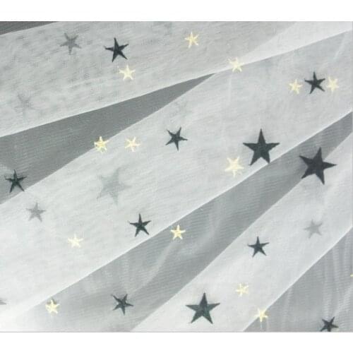 Embroidered stars tulle lace fabric, gauze lace fabric, star lace fabric, mesh lace fabric, dress lace fabric 1 yard
