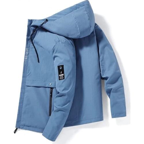 New Spring Autumn Fashion Jacket Men Kroean Loose Fit With Hood Zipper Pockets Solid Color Streetwear Ins Super Fire Jacktes Men