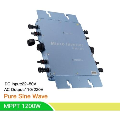 New 1200W Micro Solar Inverter 18V 30V 36V On Grid Tie Inversor Microinverter Pure Sine Wave 110V 220V AC For 250W 300W 350W PV