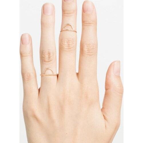 Visunion 316L Stainless Steel Ring Fashion Simple Design Crown Geometric Semicircle Knuckle Ring Statement Finger Jewelry Gift