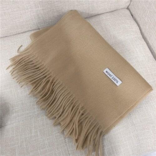 Fashion Solid Color Women Scarf Cashmere Scarves 100% Wool Winter Soft Shawl Wrap Autumn Pashmina Unisex Female Hijab Headband