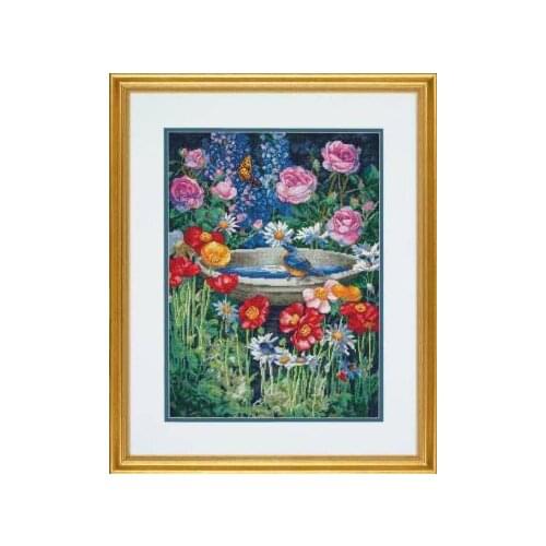Garden Reflections Roses Poppy Butterfly Cross Stitch Kit Top Quality Embroidery Needlework DIY 14CT Canvas Unprinted Handmade
