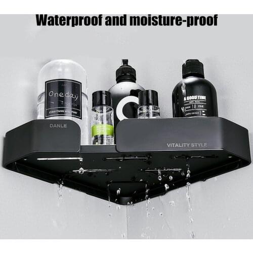 ELOSSA Punch-Free Aluminum Bathroom Shelf Wall-Mounted Shampoo Shower Drain Holder Kitchen Household Bathroom Accessories Set