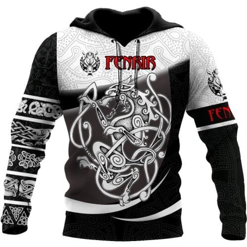 2021 New Fenrir II Viking Tattoo 3D All Over Printed Hoodie For Man and Women Sweatshirt Zip Pullover Casual Jacket Tracksuit