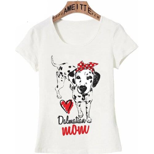 Lovely Dalmatian Dog Mom Print T-Shirt Hipster Woman Casual Tops Cute Girl White Tee shirt Fashion Women Short Sleeve