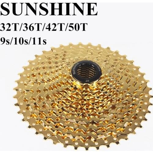 SUNSHINE11-32T/36T/42T/50T Cassette 9/10/11Speed Bicycle Freewheel MTB Mountain Bike Freewheel Golden Sprockets for parts