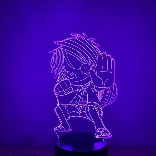 One Piece Portgas·D·Ace Cartoon Night Lights Set Visual Colorful Changing Lamp Anime Xmas Gift Lighting Figures Ace Kids Lampara