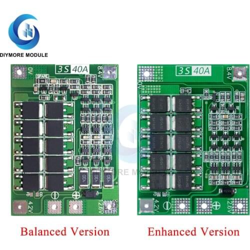 BMS 3S 40A 18650 Lithium Battery Charger Protection Board Enhance/Balance Version 11.1V 12.6V PCB For Drill Motor