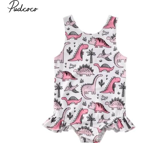 Dinosaur Girls Swimwear Cute Kids Swimsuit Infant 0-5T Kid Baby Girls Bikini Ruffles Swimsuits One Pieces Bathing Suit Swimwear