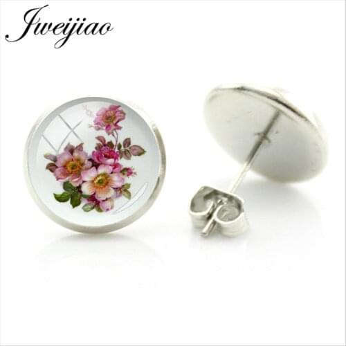 JWEIJIAO Retro Rose Flower Stud Earrings Simple Summer Style Personality Female Earrings Beach Bohemia Brincos Jewelry FQ270