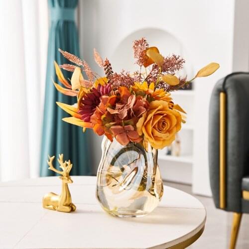 Nordic Glass Vase Irregular Transparent Glass Container Decor Modern Home Decoration Fresh Flower Decoration Living Room Decor