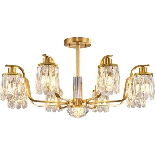 Modern Crystal Chandeliers Luxury Copper Living Room lights Home lustres de cristal Dining Room Bedroom led Chandelier Lighting