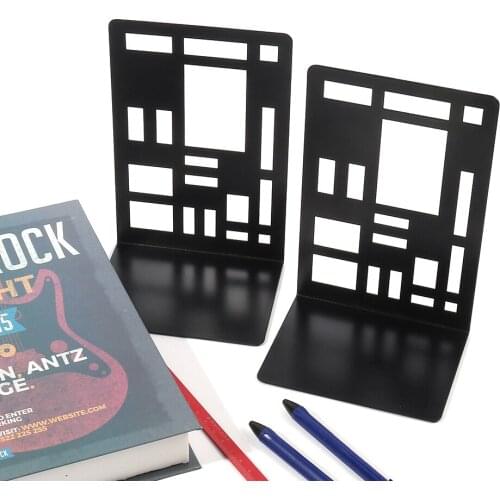 Modern Hollow Out Non-Slip Bookend Bracket Heavy Book End Office Book Stopper Holder Shelf Bookcase Home Office Supplies