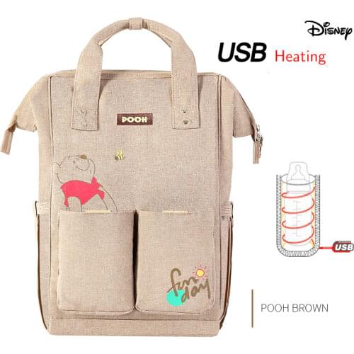 Disney Baby Diaper Bags USB Heating Mother Maternity Nappy Diaper Stroller Bag Insulation Large Capacity Mochila Backpack
