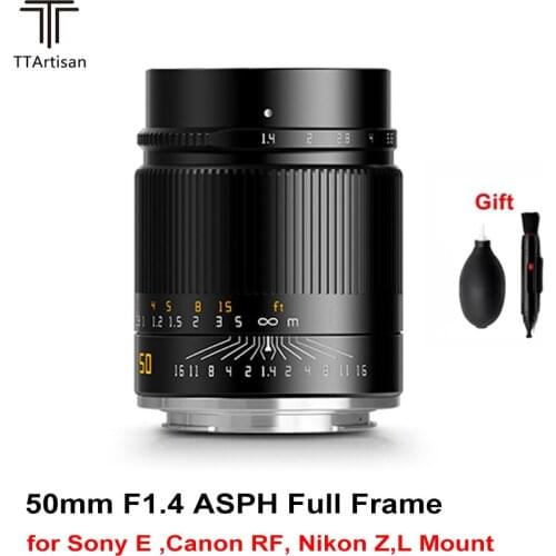 TTArtisan 50mm F1.4 Full Frame Lens ASPH Manual Focus or Sony E Canon RF EOS-R Nikon Z Sigma Lumix Leica L mount Cameras