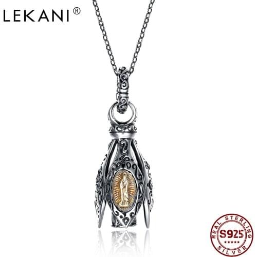 LEKANI Vintage Amulet Necklaces For Unisex S925 Sterling Silver Golden Stereoscopic Geometry Fine Jewelry Friend Birthday Gifts