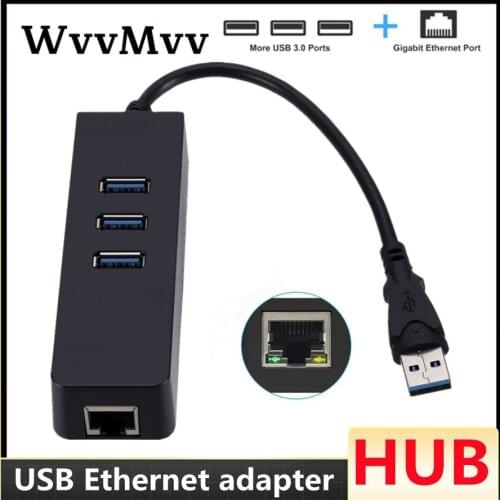 USB Gigabit Ethernet Adapter 3 Ports USB 3.0 HUB USB to Rj45 Lan Network Card for Micro USB Charger Cable+Macbook Mac Desktop