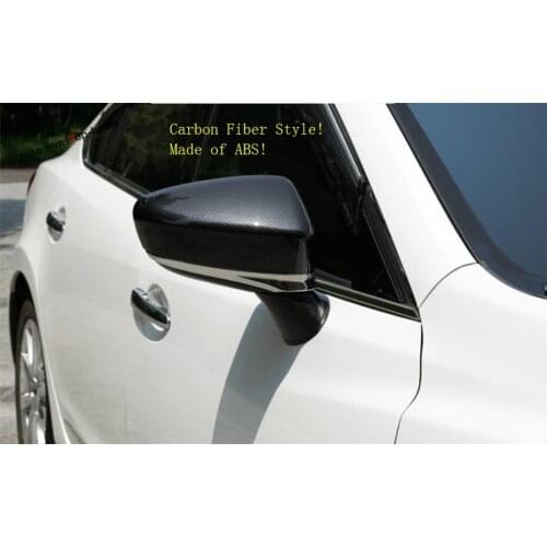 Yimaautotrims For Mazda 6 2013 - 2017 ABS Rearview Mirror Shell Decoration Protective Cover Trim / Carbon Fiber Style