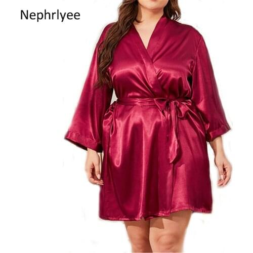 Plus Size XXXL Women Robe Kimono Bathrobe Gown Bride Bridesmaid Wedding Robes Sexy Sleepwear nightwear nightgown SlSLP001363
