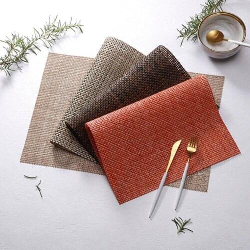 10pcs/lot Kitchen Tools Placemats Rectangle Table Mat 45*30cm Plaid Weave Coaster Placemat for Dining Table N