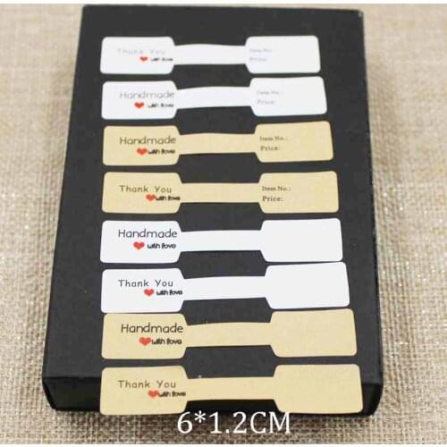 100pcs paper kraft/white paper ring price/size labels self seal handmade with love jewelry tag label stickers custom cost extra